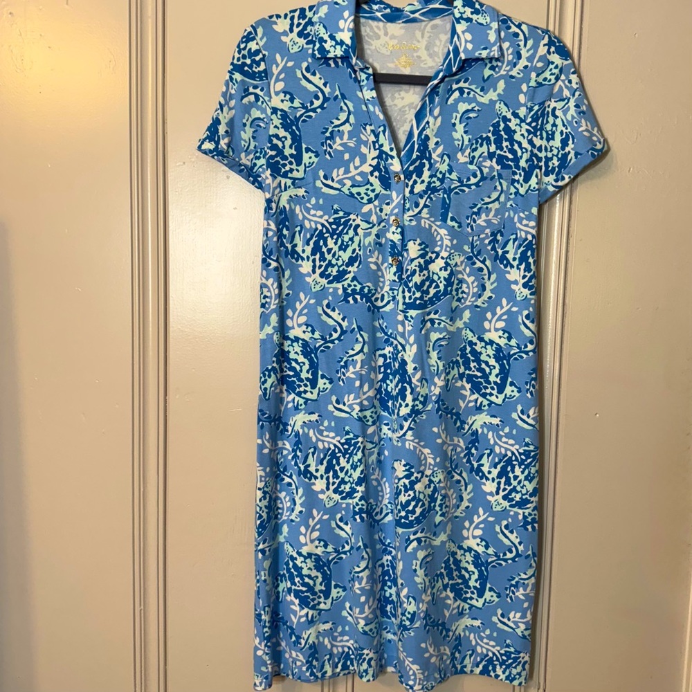 NWT Lilly Pulitzer UPF 50+ Sadie Polo‎ Dress Sea Turtles Beach Vacation Summer